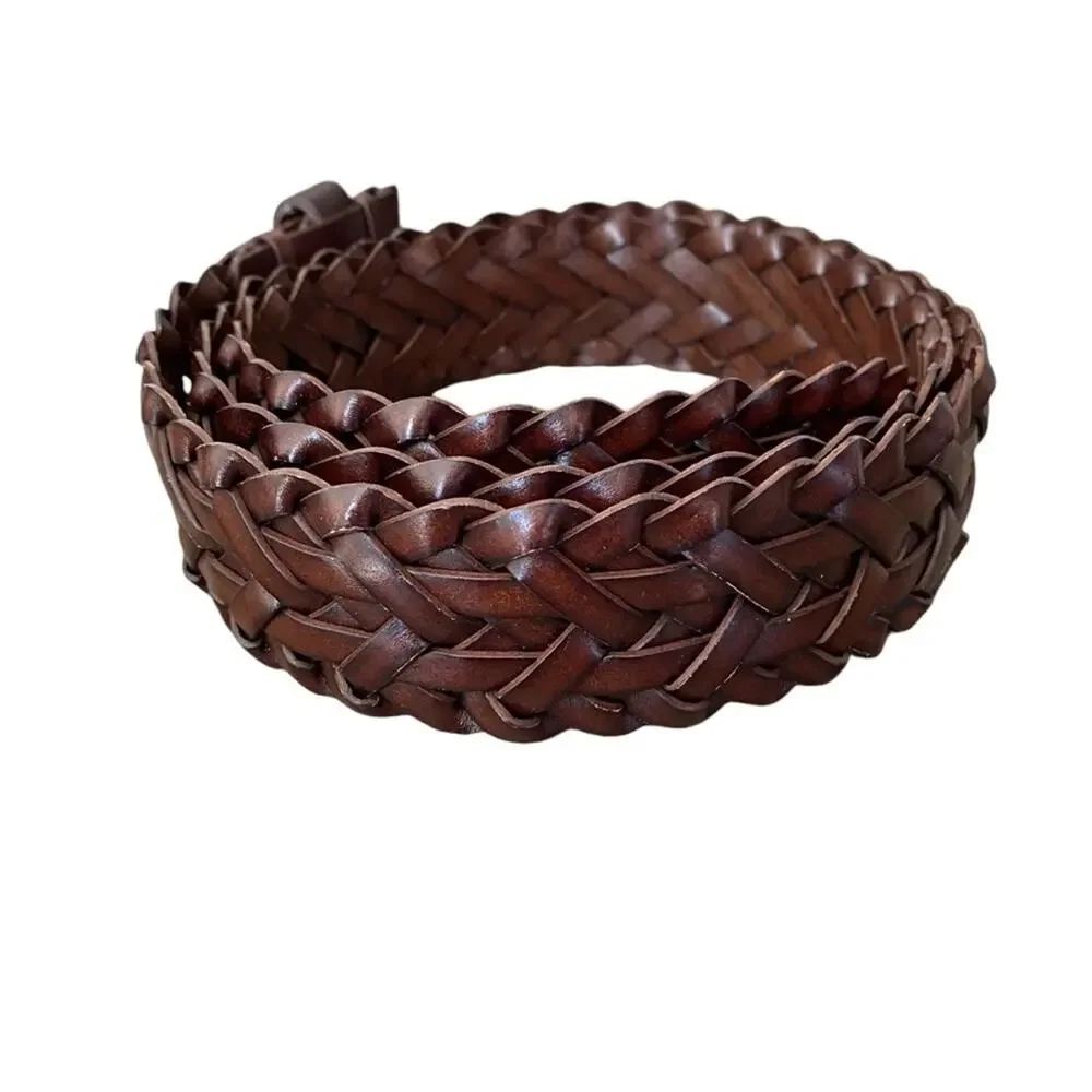 Michael Kors Mens Brown Leather Braided Belt size 40